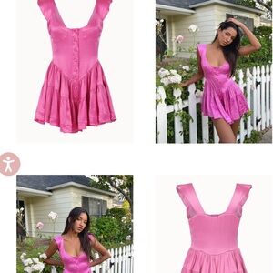 Vanessa Mooney Elisabeth romper dress hot pink satin